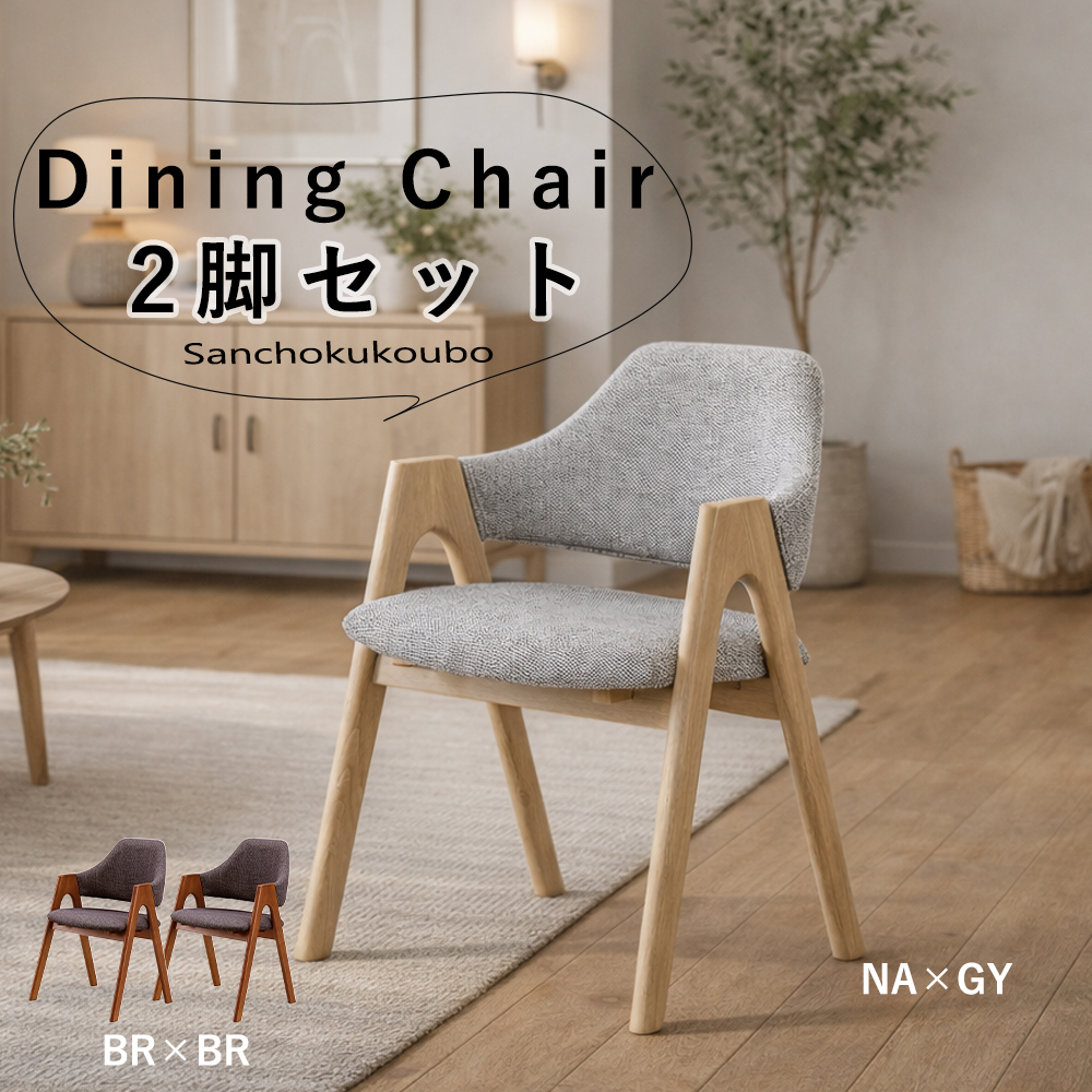 DNT-2 2点セット 同色 チェア2脚 セット販売 幅50.5cm 奥行48cm 高さ