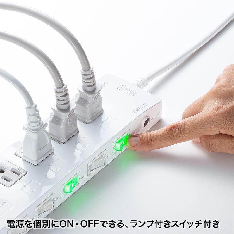 SANWA SUPPLY（サンワサプライ） 電源タップ 3P 6個口 2m 省エネ 雷