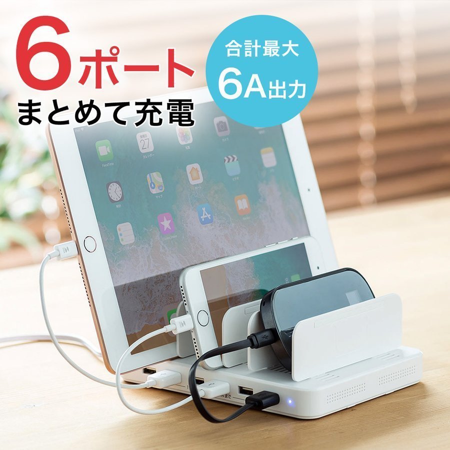 SANWA SUPPLY（サンワサプライ） USB充電器 6ポート スマホ USB充電