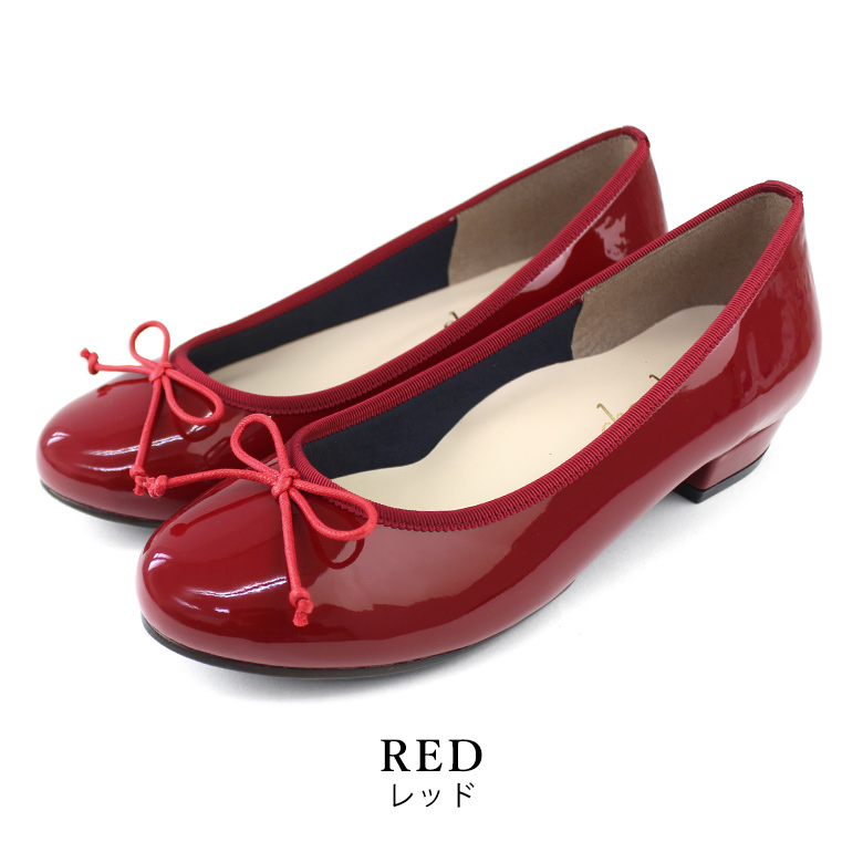送料無料 】 日本製 リボン バレエシューズ エナメル ラウンドトゥ