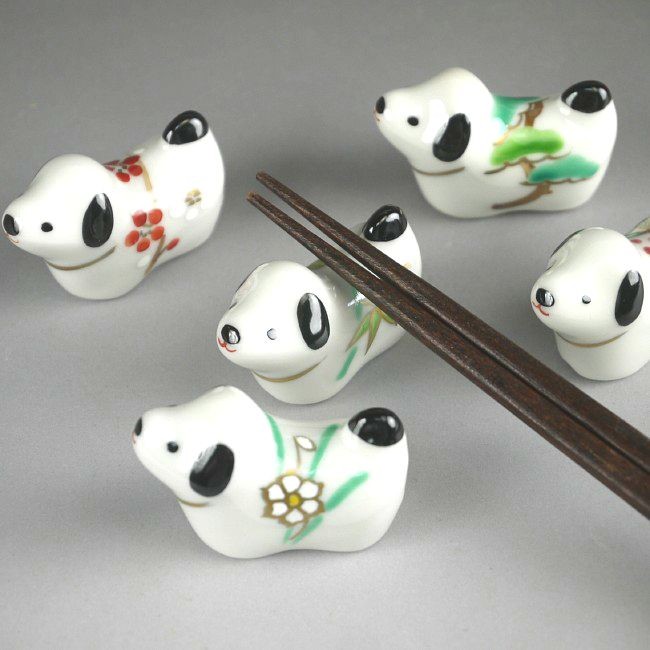 京焼 清水焼 干支戌迎春草花箸置きセット 紫泉 : 松韻堂 Yahoo!店
