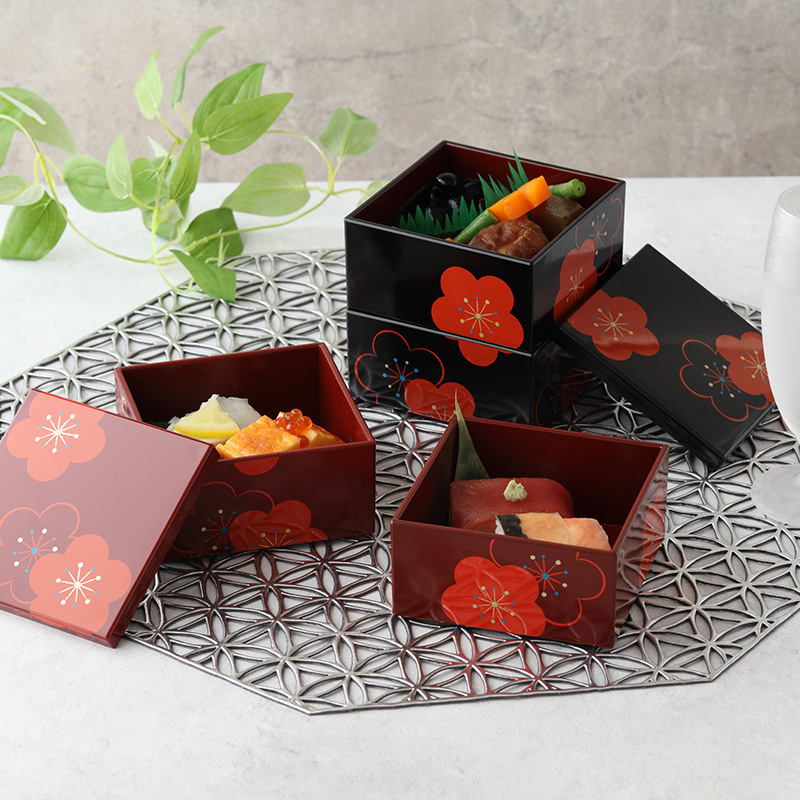 角小重 9cm 福梅 日本製 和食器 二段重 2段 おせち料理 おせち重