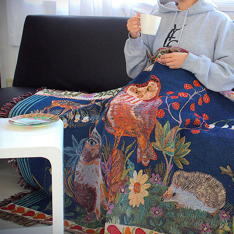 ナタリーレテ ラグ アニマル デザイン タペストリーラグ マルチカバー