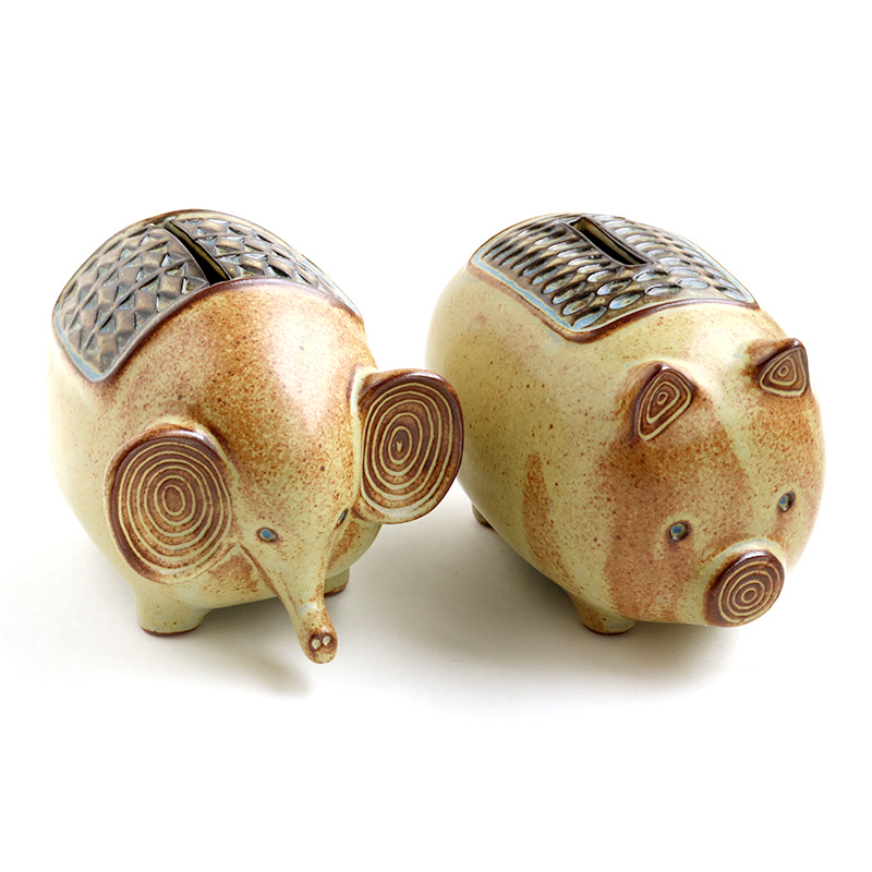 貯金箱 ブタ ゾウ セラミックバンク マネーバンク オブジェ 置物