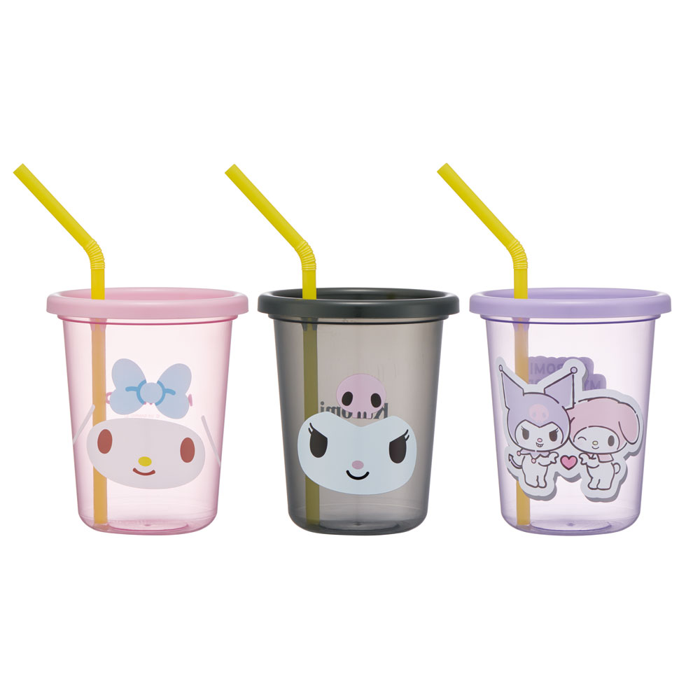 マイメロディ ストロー付きタンブラー 3個セット プラスチック 蓋付き