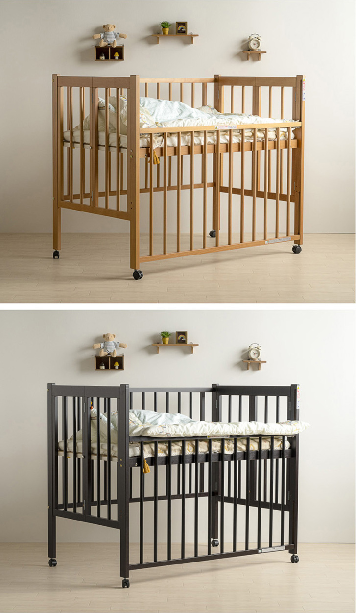 石崎家具 日本製ベビーベッド「ワンタッチハイベッド クール」 木製