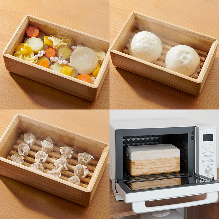 OSMAC kirisai 桐のレンジでむし鉢 （大サイズ 大 蒸し器 桐製 ベト