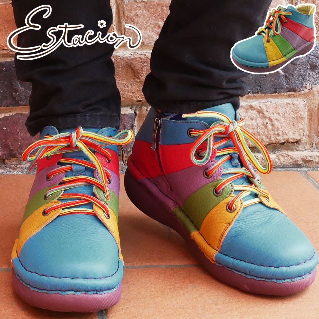 爆買 エスタシオン Estacion レースアップブーツ ショートブーツ 本革
