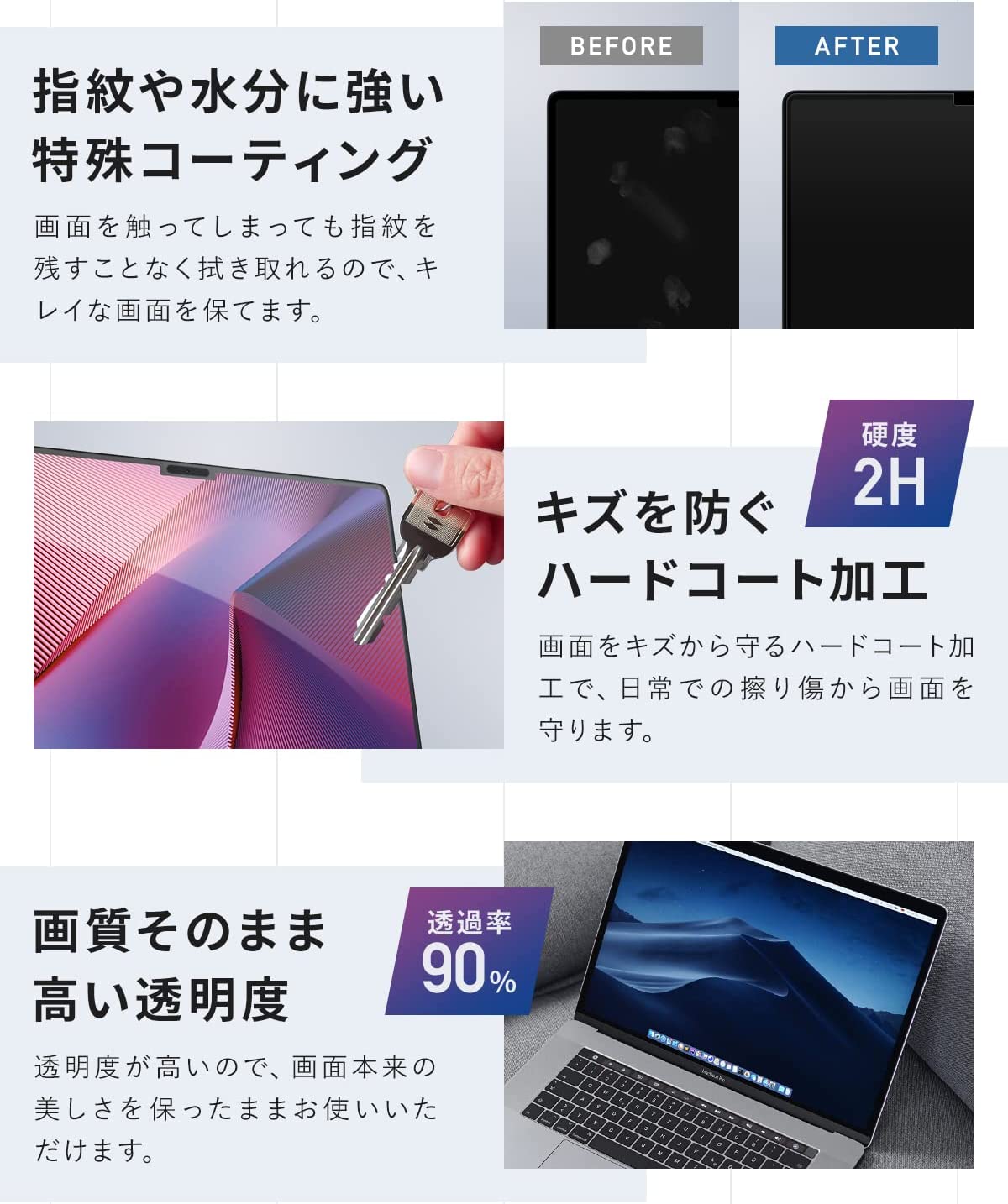 2点保護セット】MacBook Air M2チップ 本体 カバー 保護フィルム