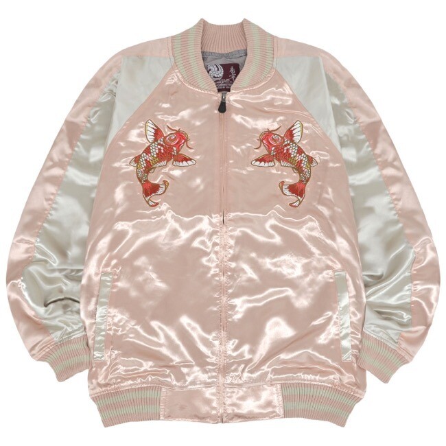 閉店セール】錦鯉 和柄刺繍 サテン スカジャン 本格 和柄 鯉