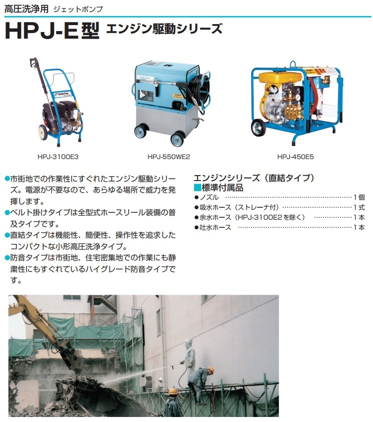 ツルミポンプ 高圧洗浄機 業務用 HPJ-550WES-1 エンジン式 4サイクル