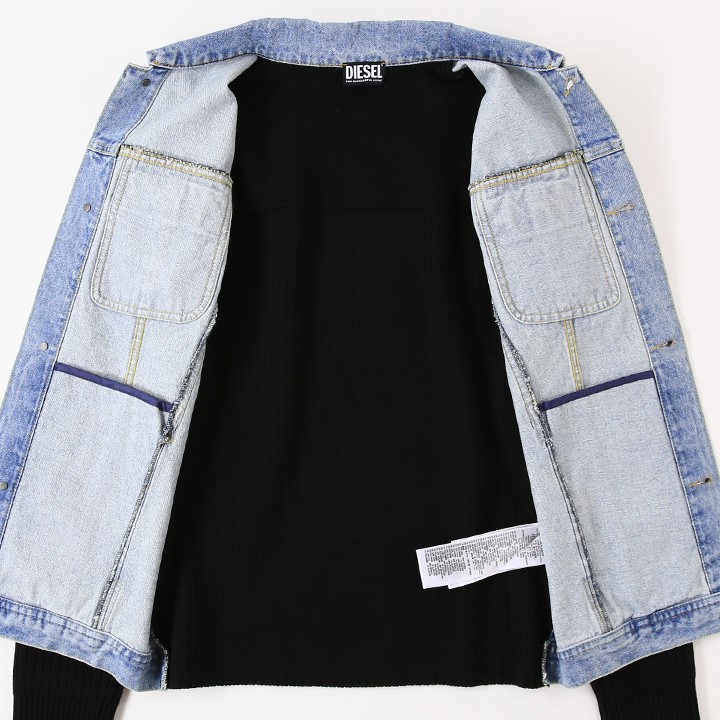 DIESEL（ディーゼル） ニットジャケット メンズ ウォッシュドデニム