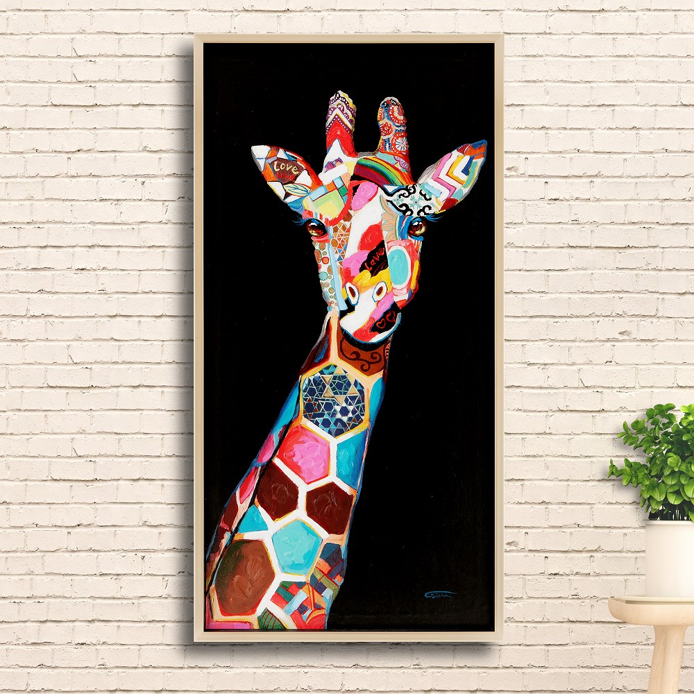 絵画 インテリア モダン おしゃれ 額付き 上品なキリン 絵 壁掛け 雑貨