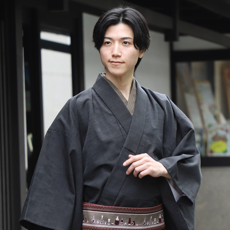 BOTAN 木綿 着物 メンズ 久留米織 お仕立て上がり 日本製 男性 単衣