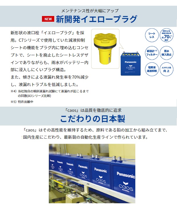 Panasonic（パナソニック） N-100D23R / C8 バッテリー カオス 自動車