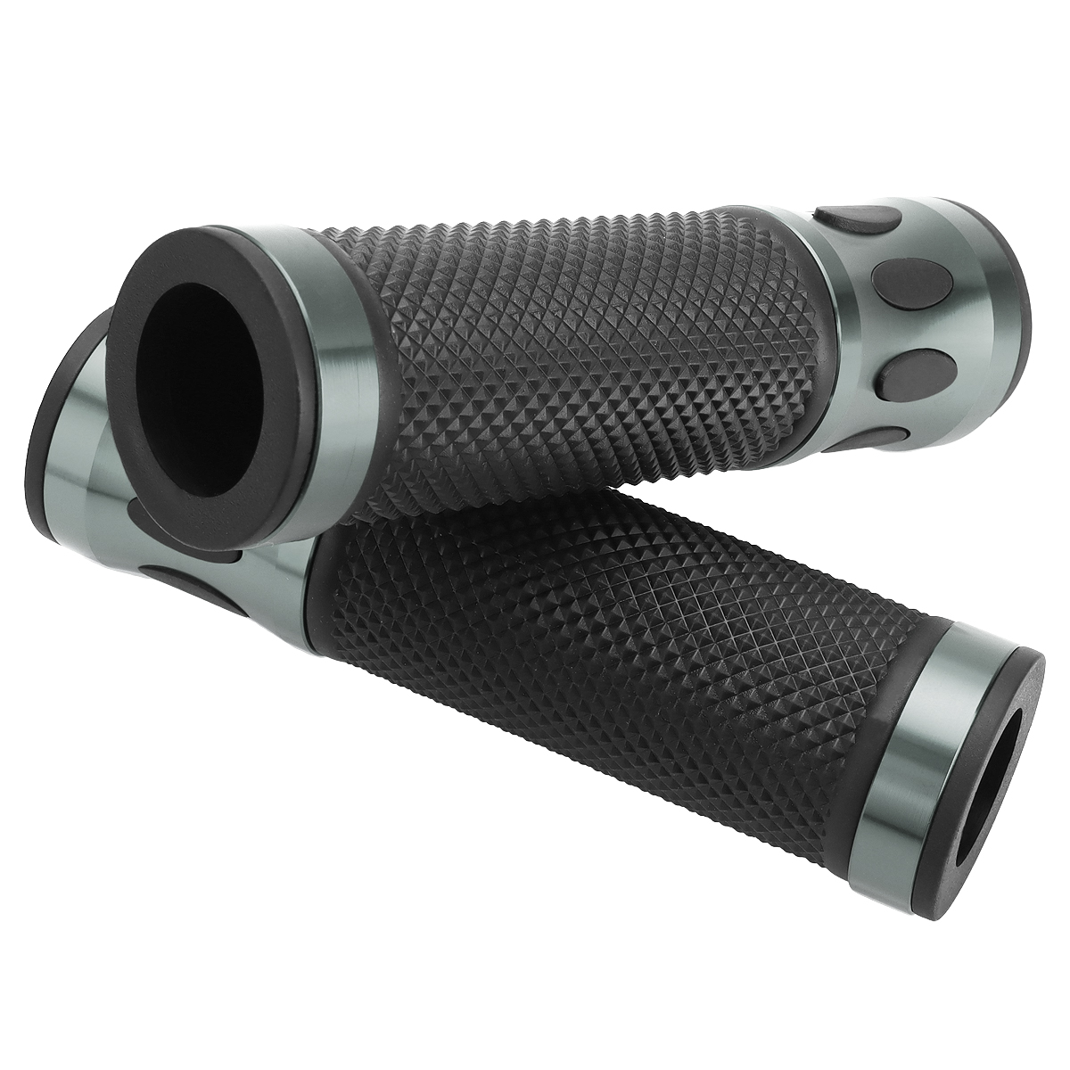 バイク グリップ ラバー アルミ 貫通タイプ 左右セット ハンドル径 φ22