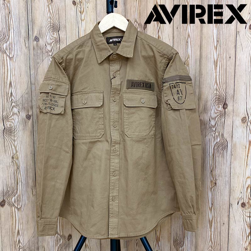 AVIREX（アヴィレックス） 長袖ファティーグカーキ シャツ 長袖