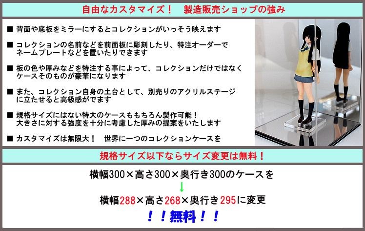 アクリルケース W700mm H700mm D700mm 台座なし 板厚3mm コレクション