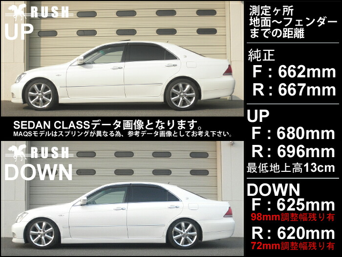 RUSH 車高調 クラウン GRS200 GRS202 GRS204 車高短 モデル フルタップ