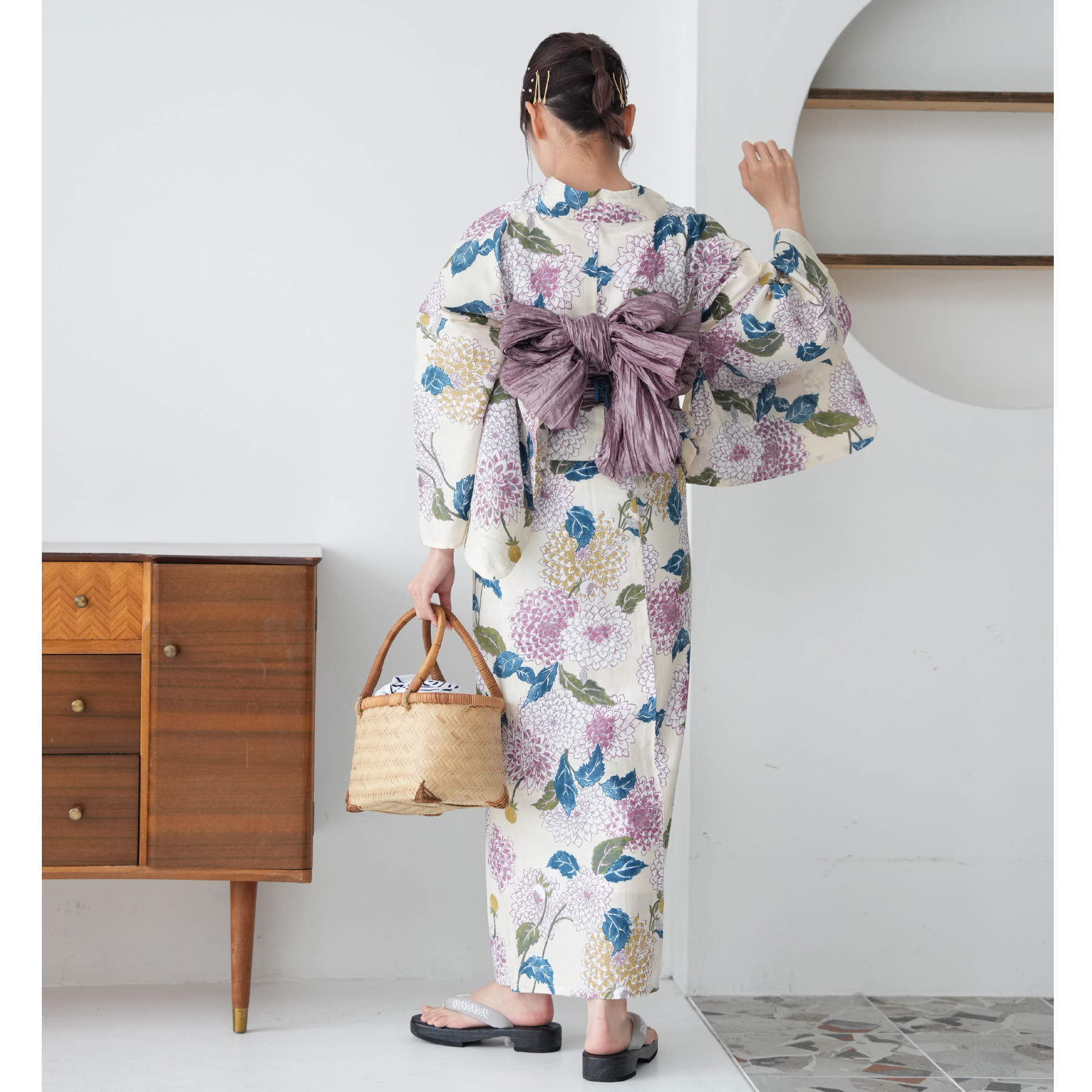 utatane 浴衣 レディース セット 浴衣/帯/下駄 フリーサイズ 古典柄
