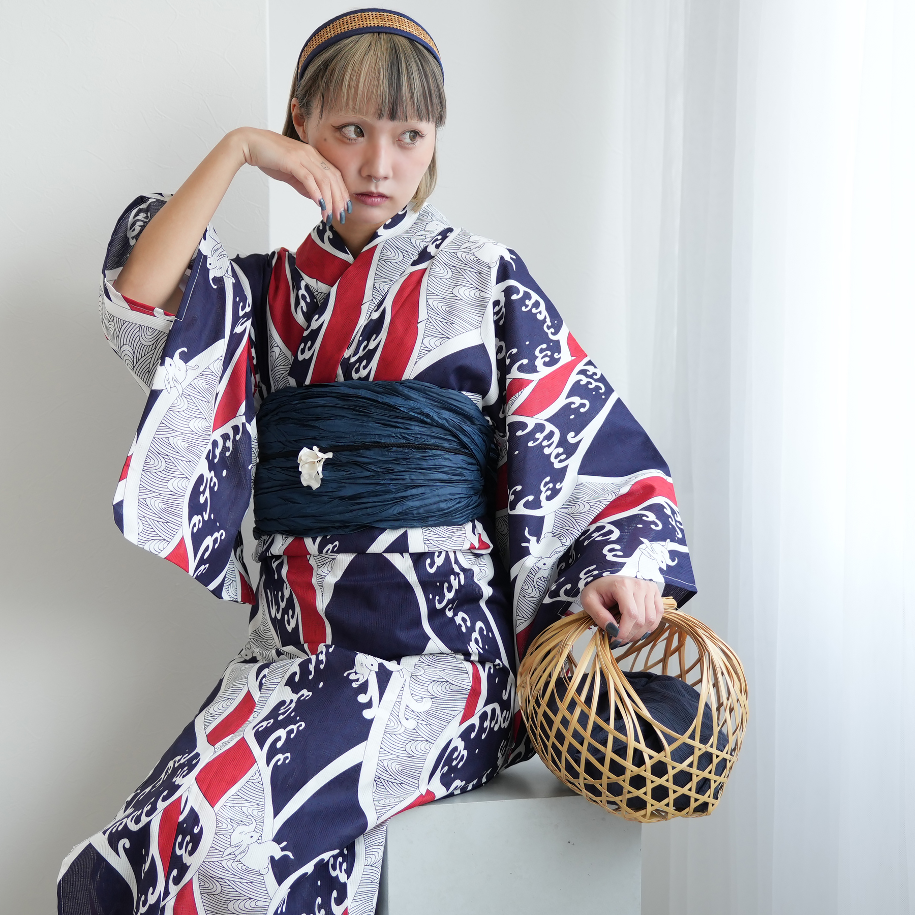 浴衣 セット レディース ニコアンティーク 高級変わり織 浴衣3点セット