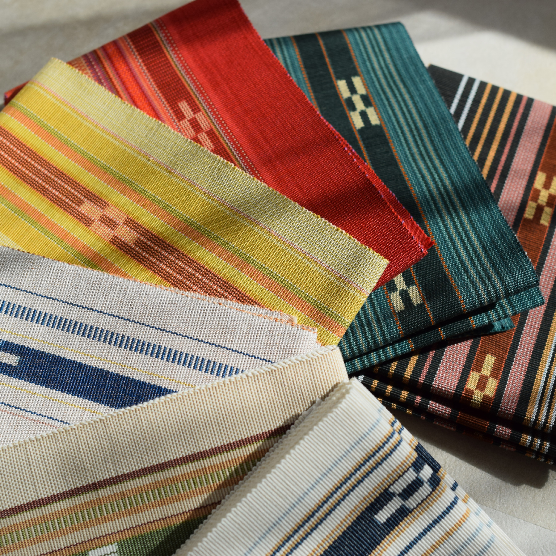 半幅帯 八重山みんさー ミンサー半幅帯 単品 草木染 マスタード 手織り