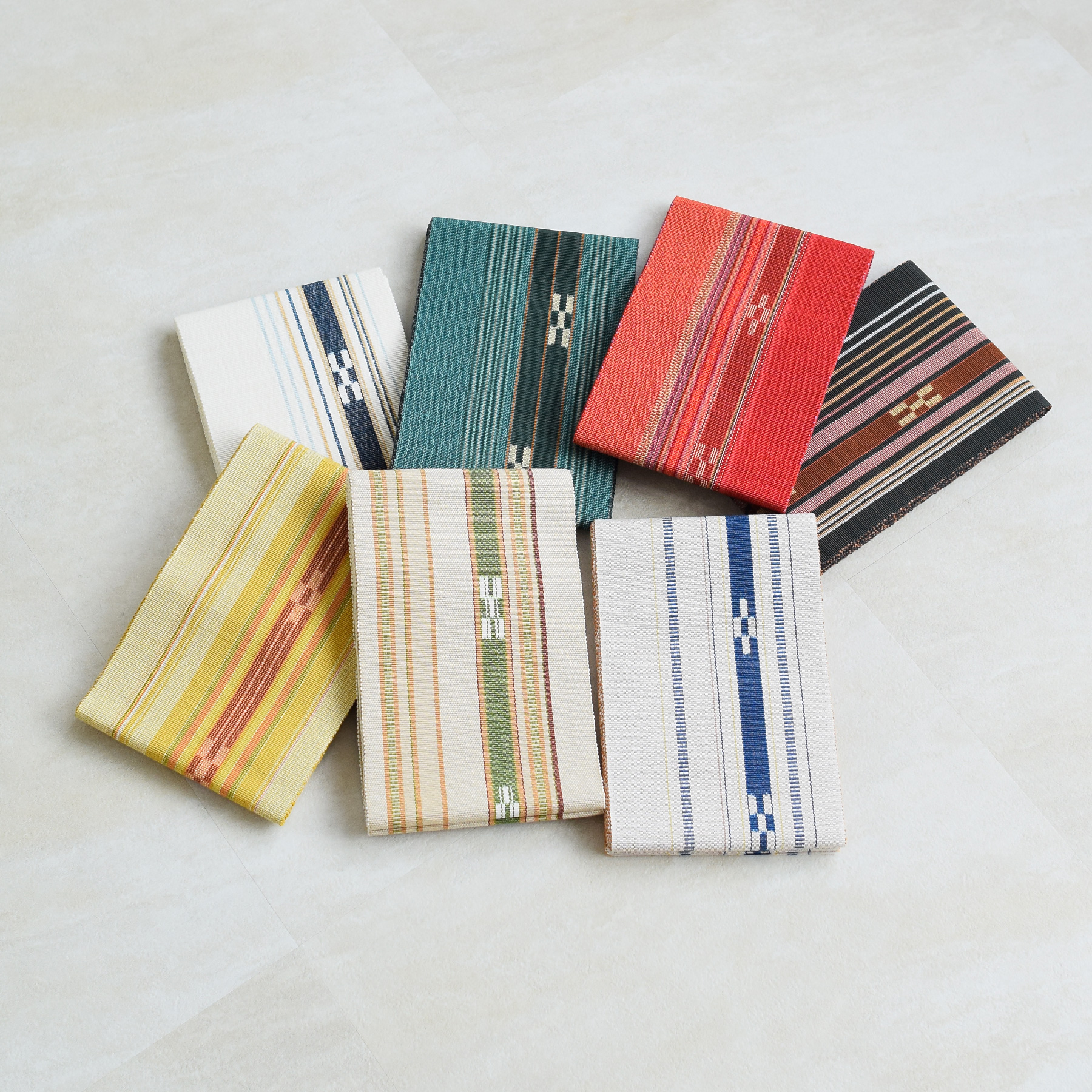 半幅帯 八重山みんさー ミンサー半幅帯 単品 草木染 マスタード 手織り