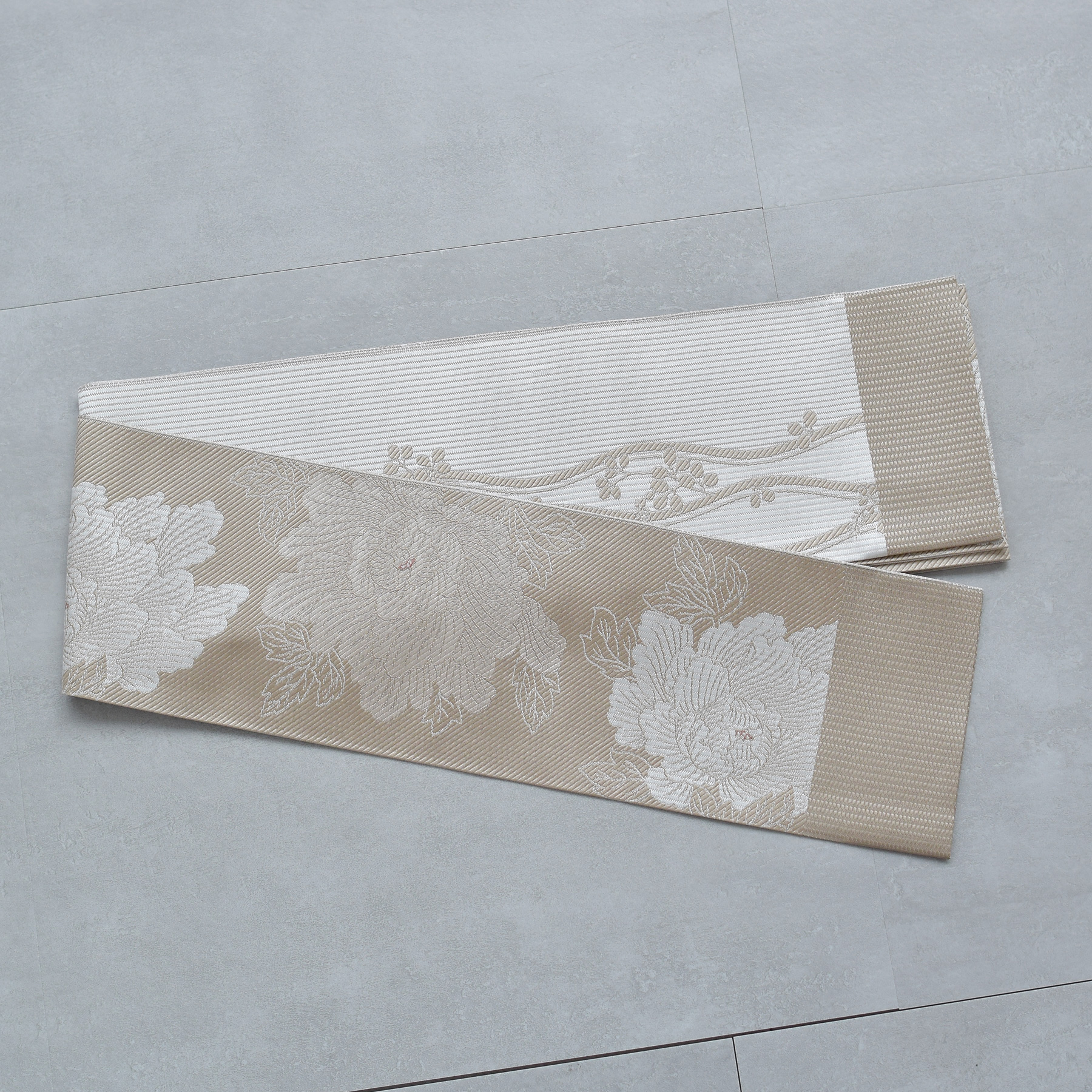 utatane 帯 小袋帯 正絹 半幅帯 博多織 長尺 リバーシブル 牡丹