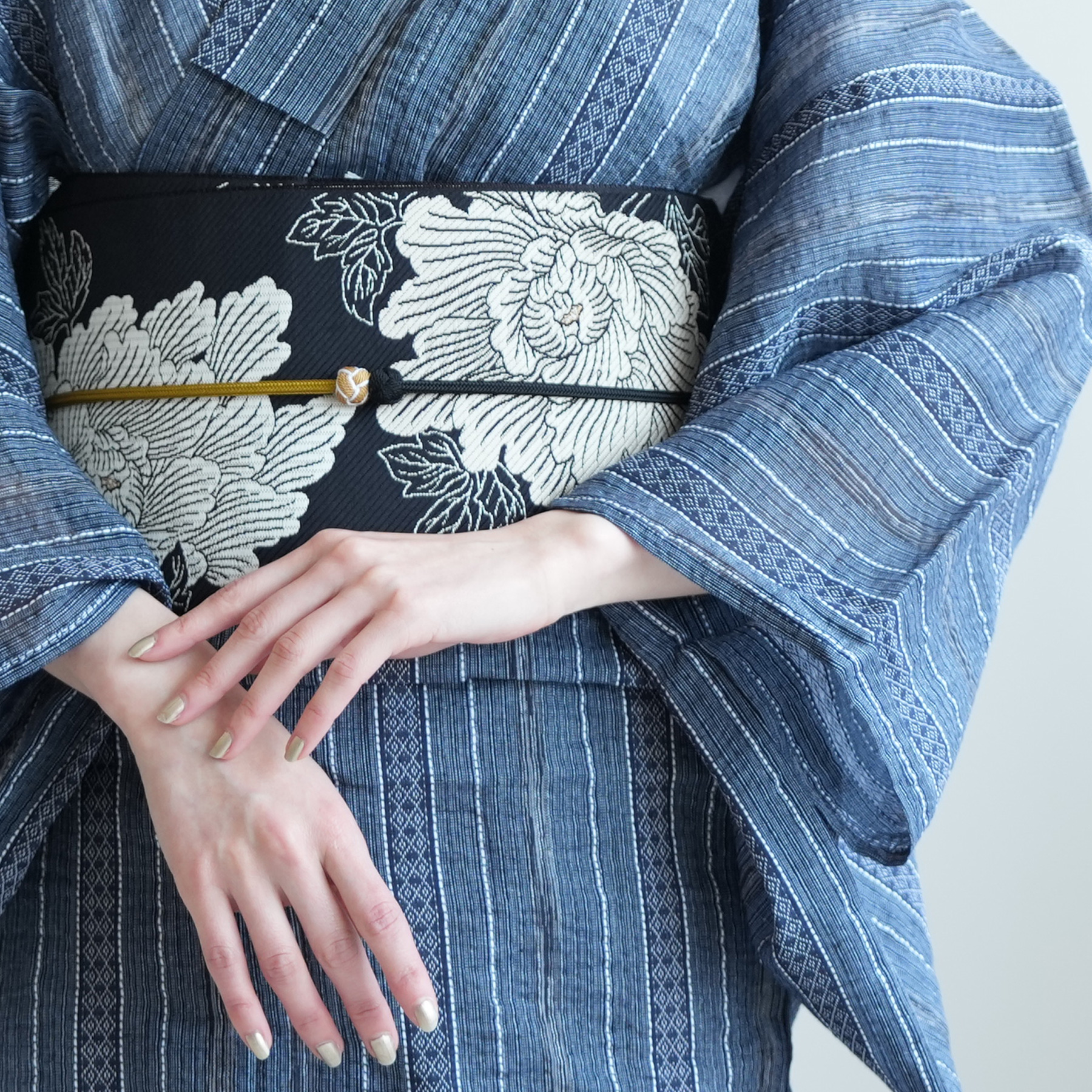 utatane 帯 小袋帯 正絹 半幅帯 博多織 長尺 リバーシブル 牡丹