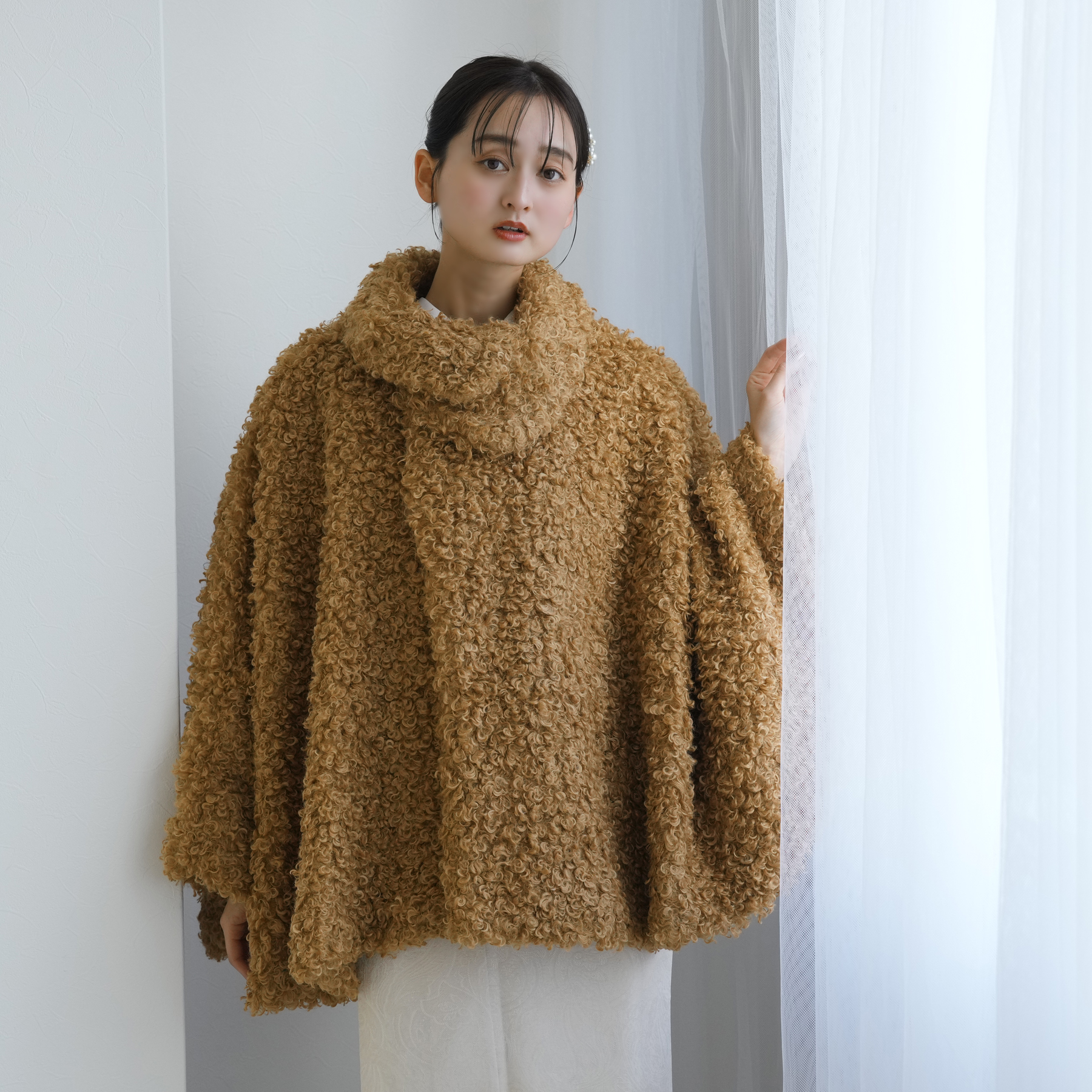 着物コート ケープ 冬 レディース ニコアンティーク プードルファー