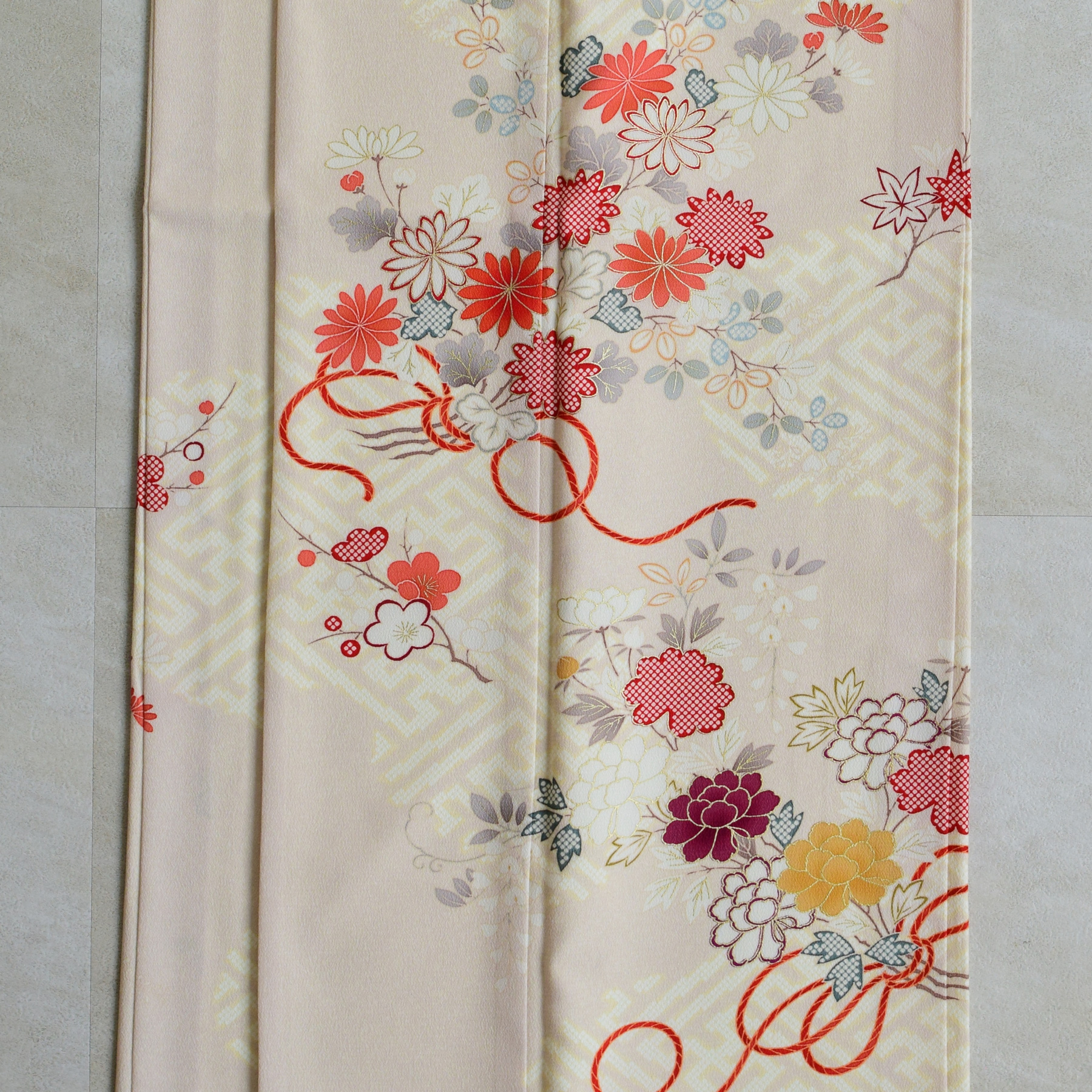 訪問着 レンタル おしゃれ 20点セット JAPAN STYLE 着物 花 ベージュ系