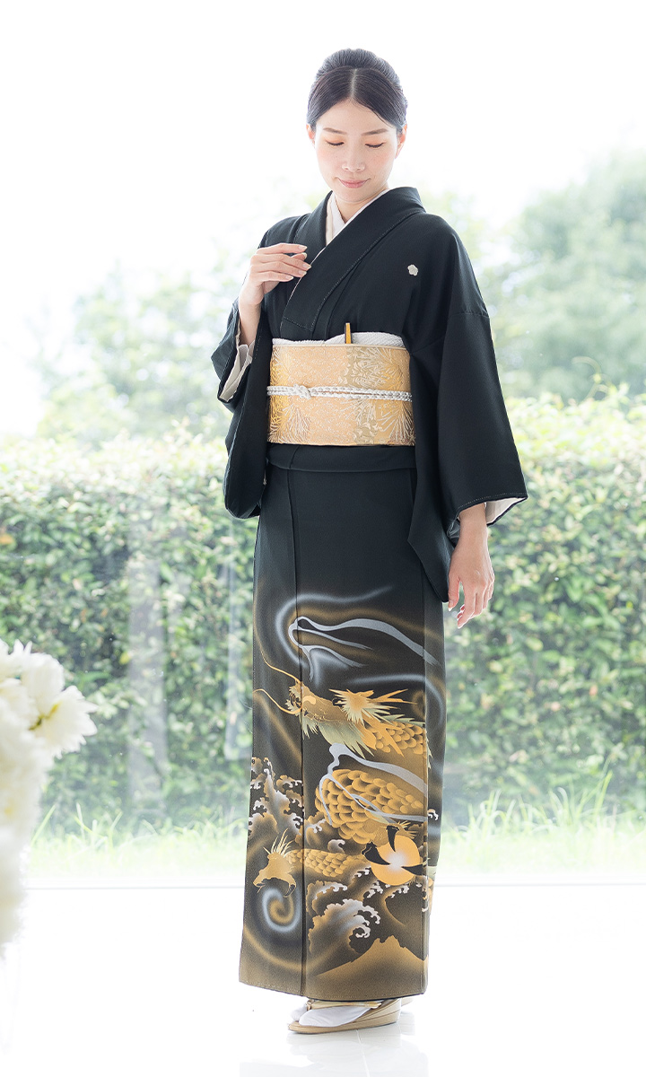 レンタル留袖 フルセット 高級正絹 留袖 レンタル 龍 TS-MI137 結婚式