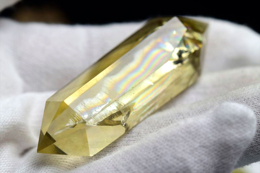 虹入り シトリン ダブルポイント 両剣黄水晶 種類お任せ (約30g~40g