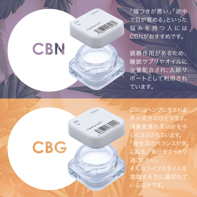 CBD CBN CBG パウダー 3種から選べる 1g 粉末 濃度99% アイソレート