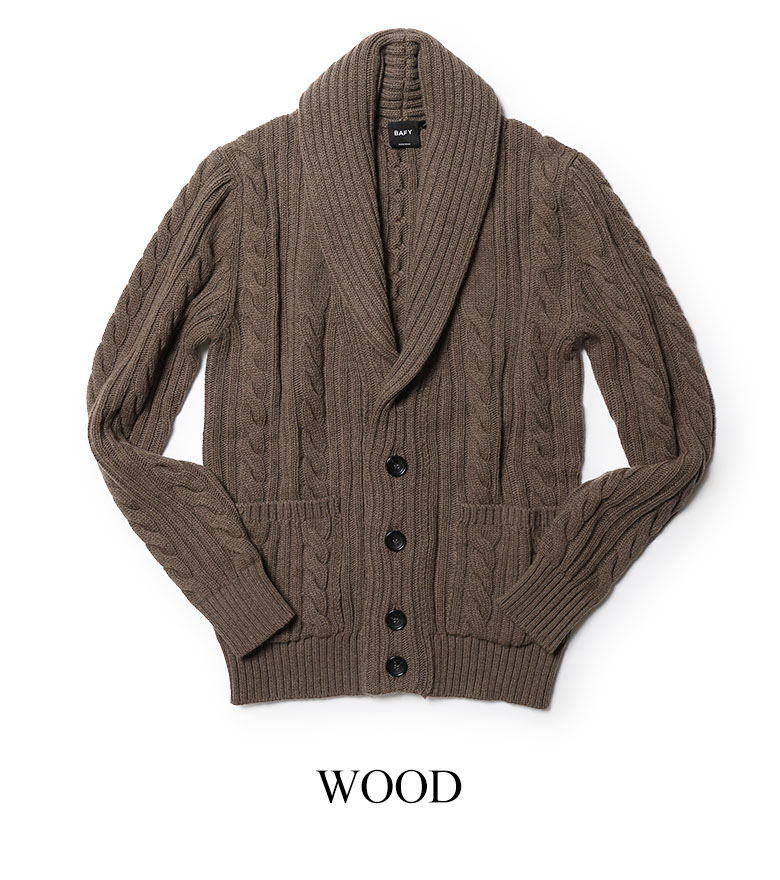 BAFY（バフィー） ケーブルニット カーディガン ショールカラー