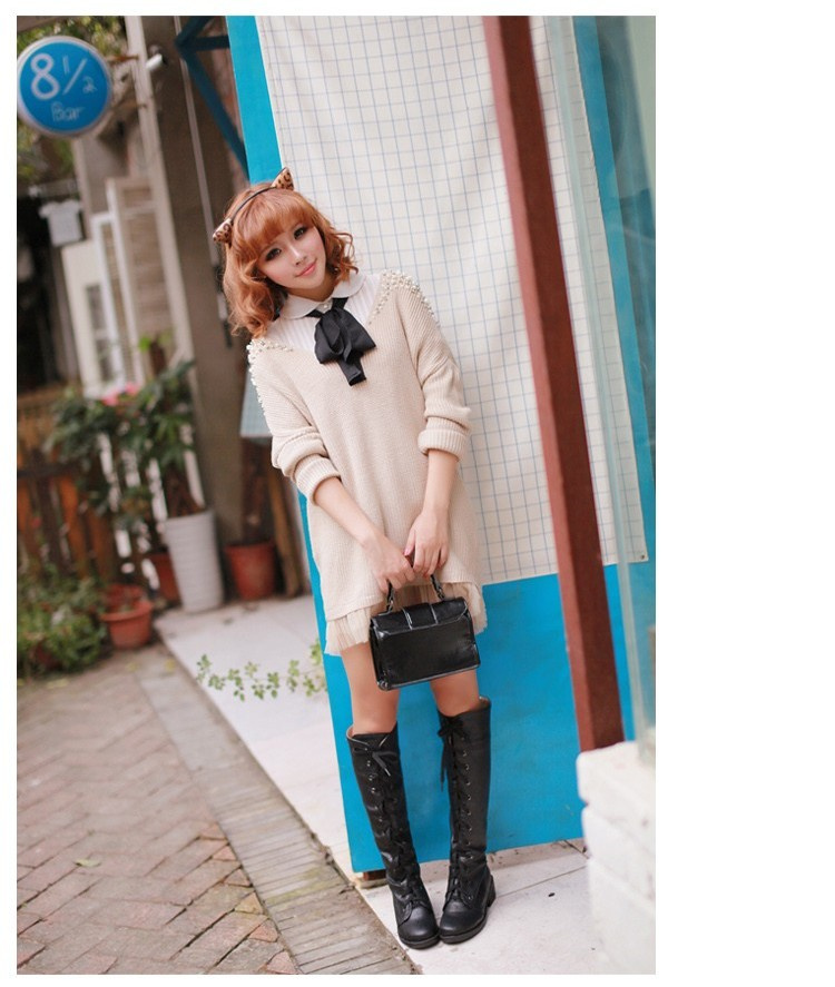 レースアップ 編み上げブーツ ロングブーツ ロング丈 レディース 膝丈