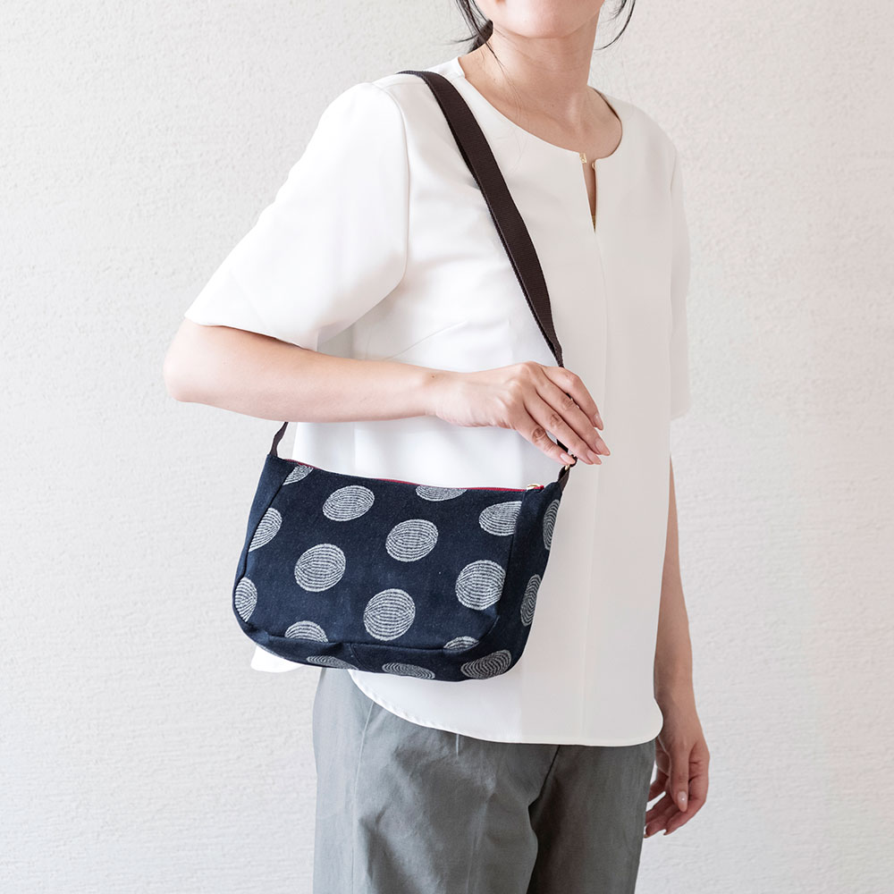 レーヌネイビー ドット 岡山デニム ショルダーバッグ 日本製 バッグ 和