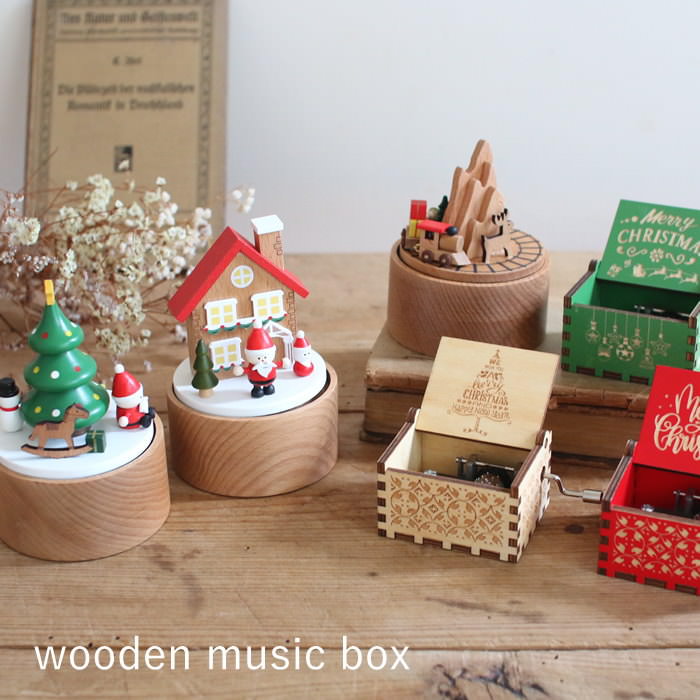 クリスマス オルゴール プレゼント 木製 ミニ 飾り おしゃれ