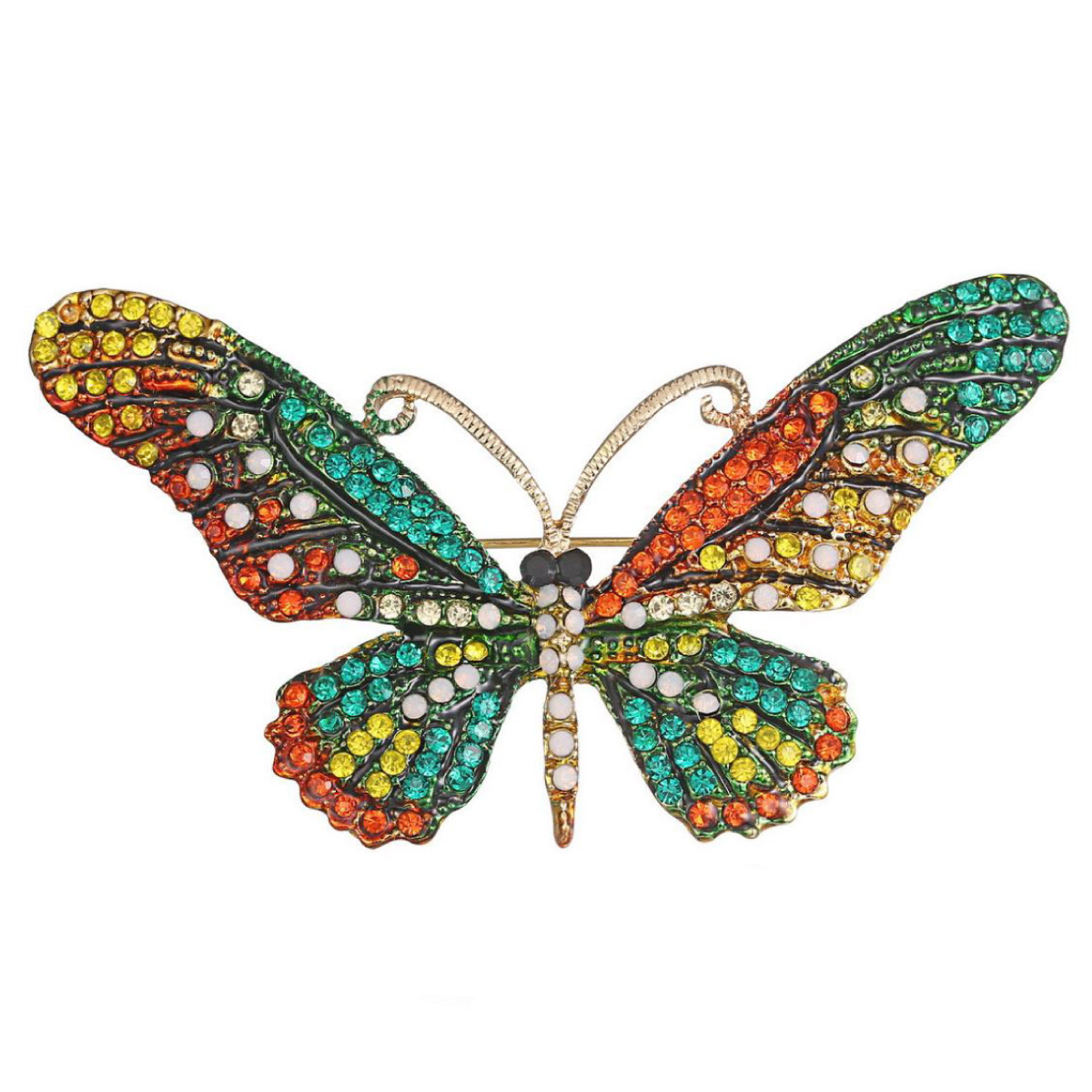 ブローチ 蝶 バタフライ 虫 ラインストーン パヴェ キラキラ おしゃれ