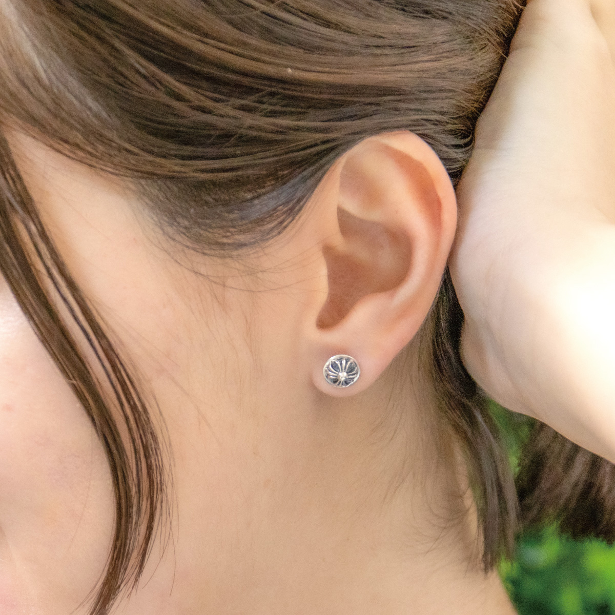 ピアス メンズ レディース 両耳用 シルバー925 燻し ラウンド 丸型