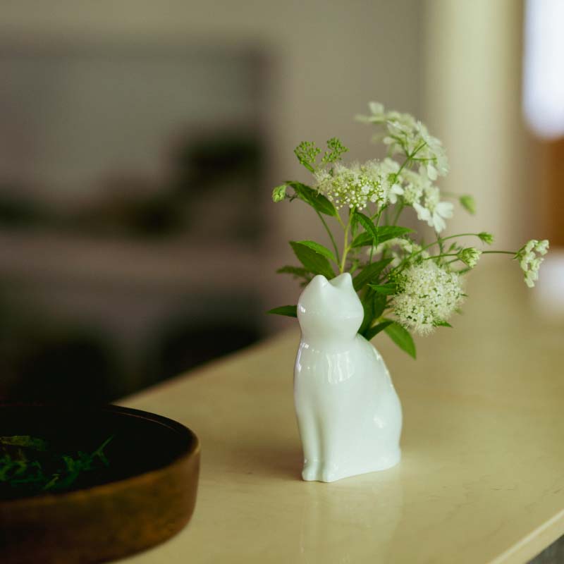 愛 編む 磁器猫 ひがし ちか zen to ゼント 白猫/桃猫/黒猫 花器 花瓶