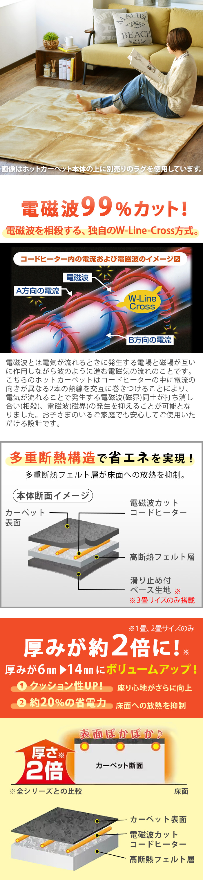 zenken ゼンケン 電気ホットカーペット 単体 《3畳タイプ》 ZCB-30P