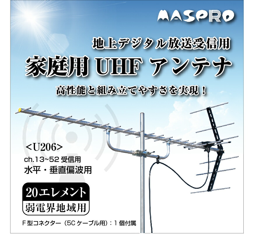 マスプロ（MASPRO） 地デジアンテナ U206 20素子 UHFアンテナ 地上