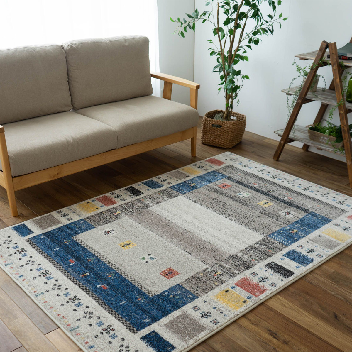 サヤンサヤン おしゃれ ラグ ギャベ 柄 133x195 エスニック 調