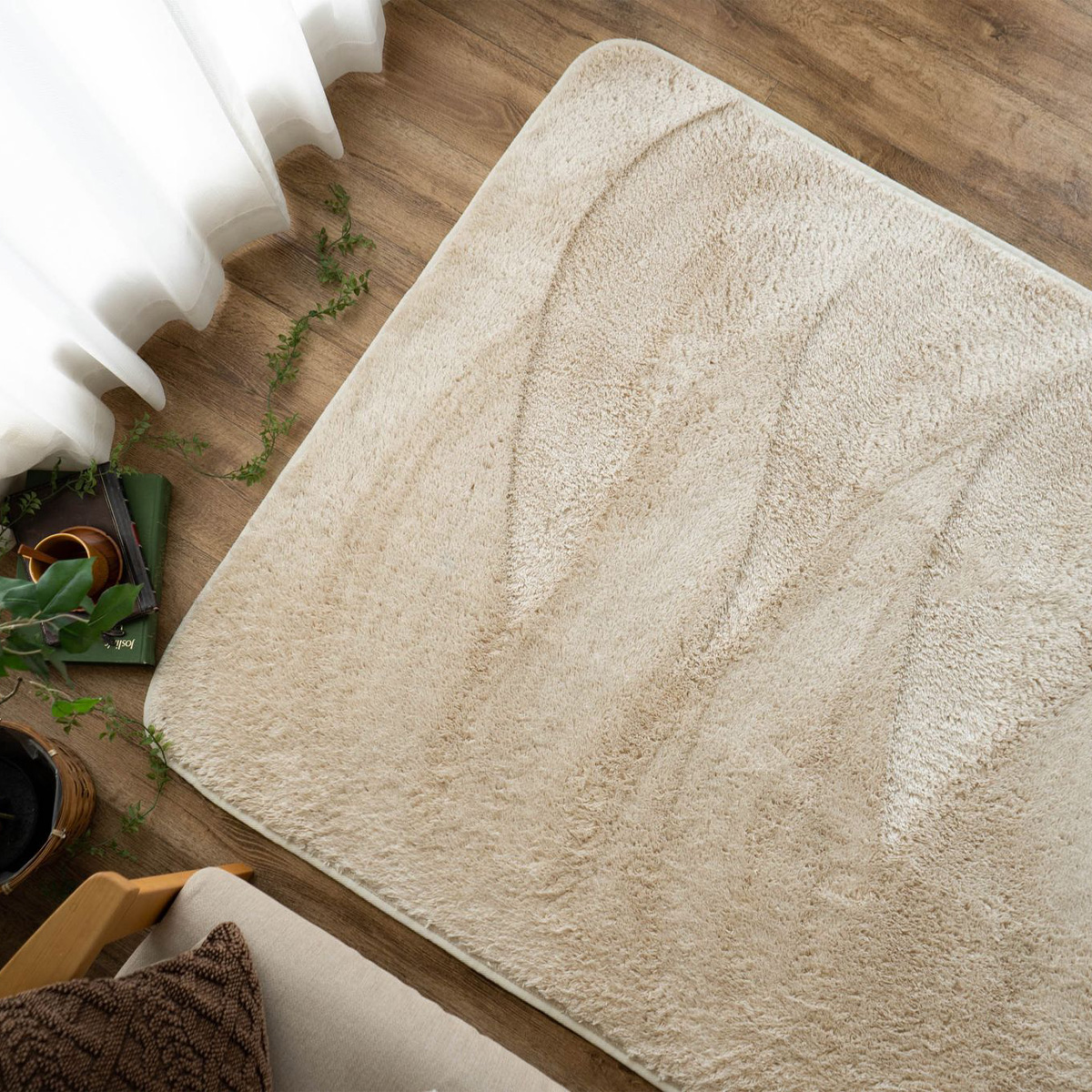 サヤンサヤン シャギー ラグ 洗える 毛足 短い 2畳 マット 190×190