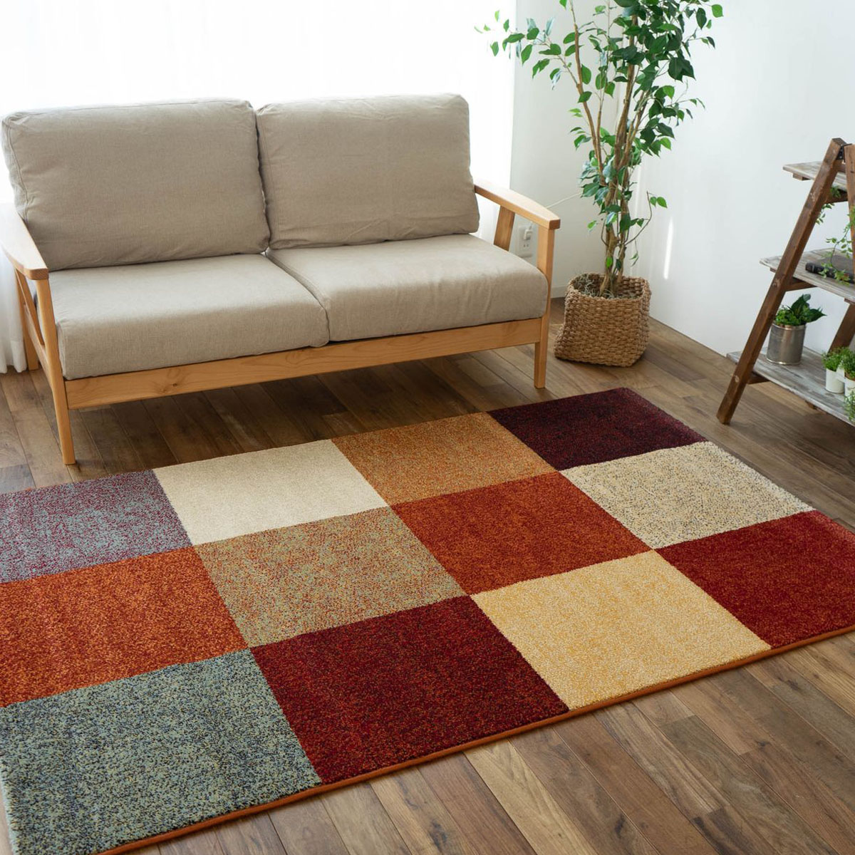 サヤンサヤン おしゃれ ラグ マルチカラー ベルギー絨毯 200×200cm