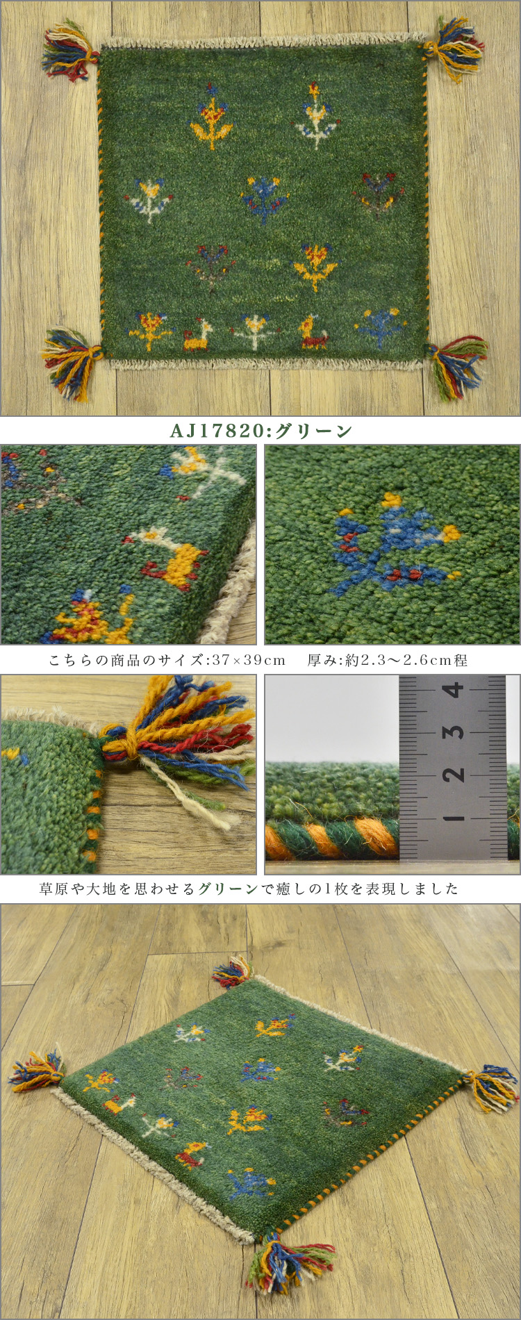 ペルシャ絨毯 ギャッベ 座布団 手織り イラン(65) ペルシャ絨毯