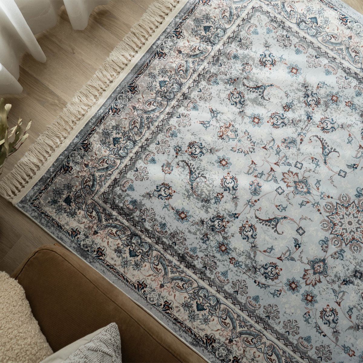 サヤンサヤン ラグ 洗える 190×240 ラグマット ペルシャ 絨毯 柄 約 3