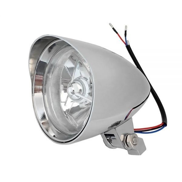 バイク ヘッドライト 汎用 レンズ クローム H4 バレット 砲弾型 弾丸