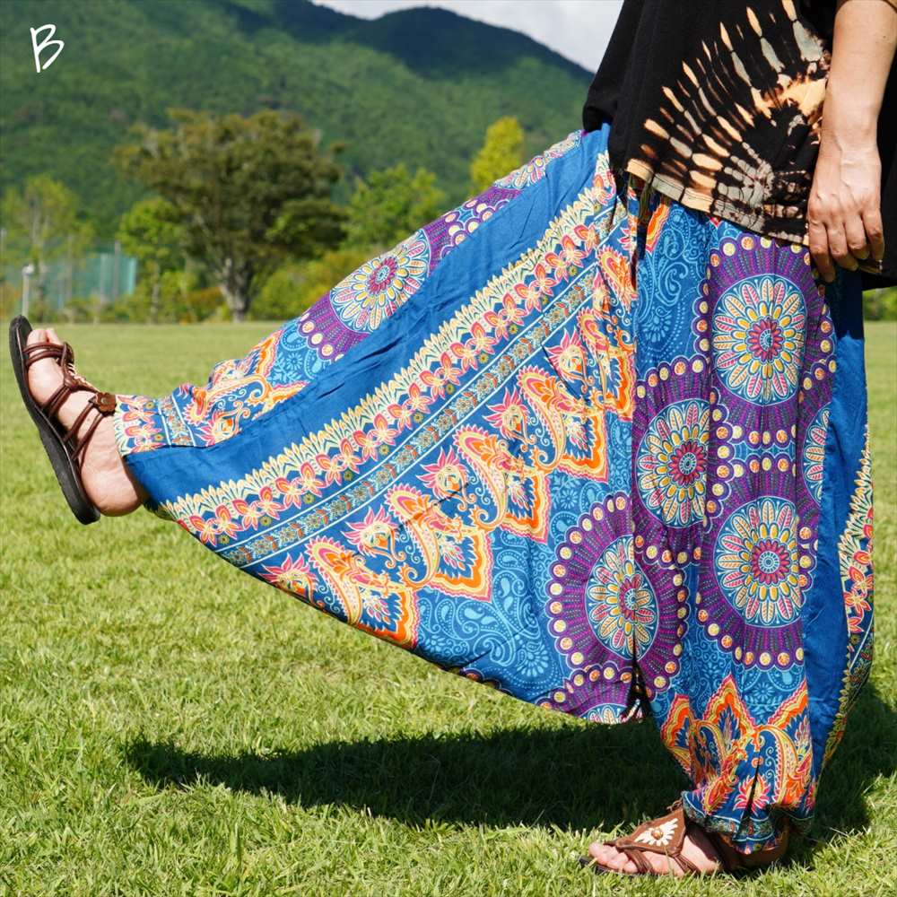 エスニック アラジン サルエルパンツ 曼荼羅 レトロ 5color モモンガ